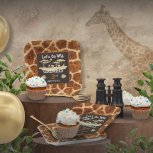 Assiette en papier anniversaire girafe imprimé ani