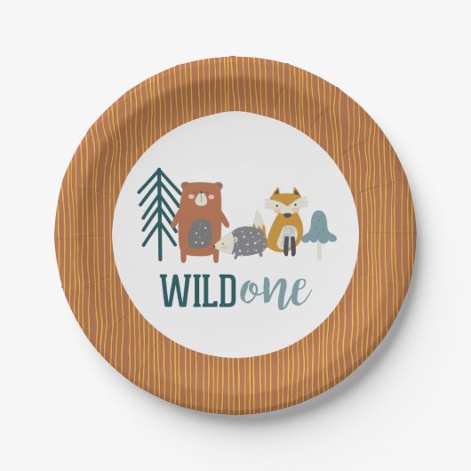 Assiette en Papier Anniversaire Premier "Wild One" (Devant)