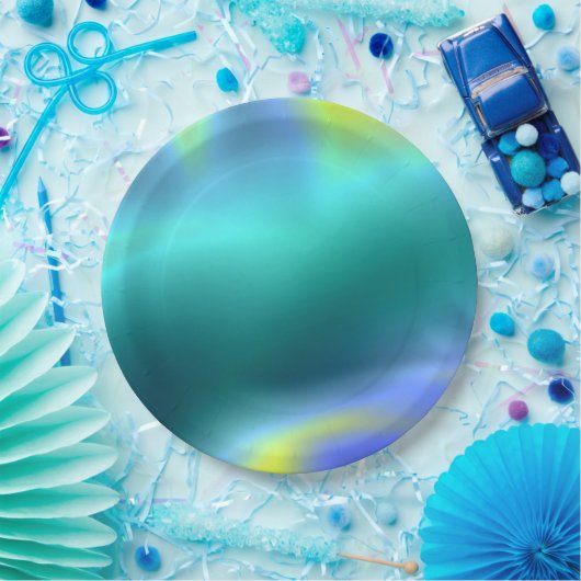 Assiette en papier aqua lumineuse (Fête)