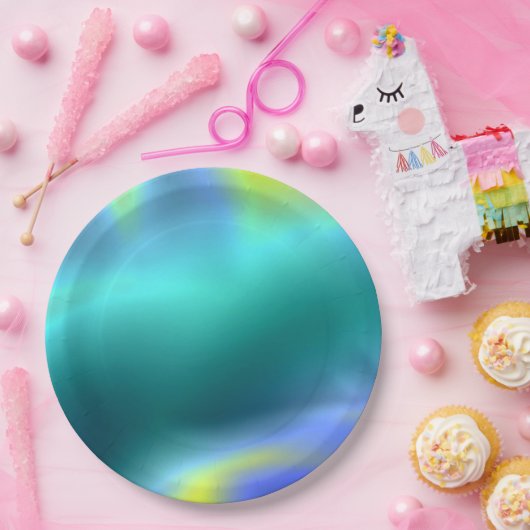 Assiette en papier aqua lumineuse (Fête)