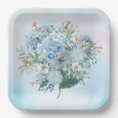 Assiette en papier aquarelle Hydrangea bleue (Recto)