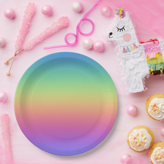 Assiette en papier arc-en-ciel (Fête)