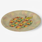 Assiette en papier Automne Patchwork (Angle)
