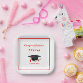 Assiette en papier avec chapeau de diplômé et dipl (Fête)
