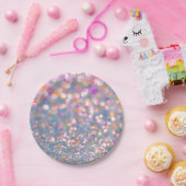 Assiette en papier avec confettis gris et rose ten (Fête)