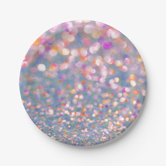 Assiette en papier avec confettis gris et rose ten (Devant)