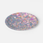 Assiette en papier avec confettis gris et rose ten (Angle)
