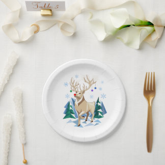 Assiette en papier avec un renne