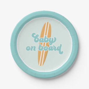 Assiette en papier Baby on Board Surf Beach pour B