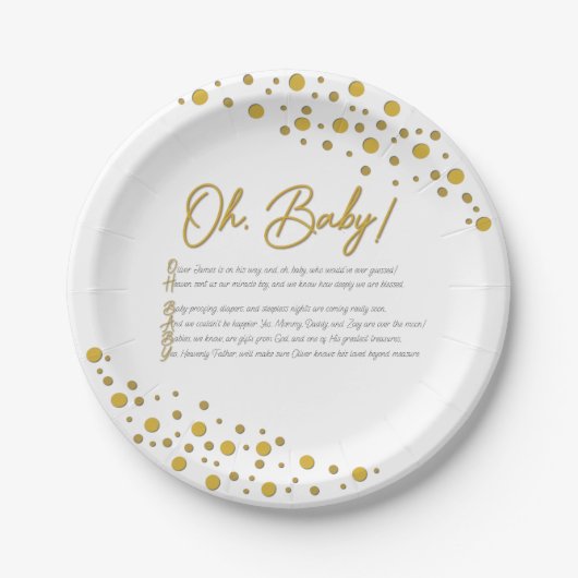 Assiette en papier Baby Shower (Devant)