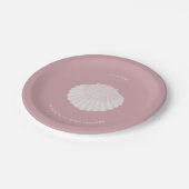 Assiette en papier baptême coquille rose (Angle)