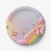 Assiette en papier bébé fille papillon mignon (Devant)