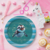 Assiette en papier bébé manchot (Fête)