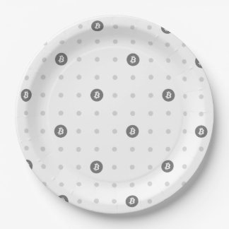 Assiette en papier Bitcoin à pois (grand format)