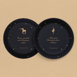 Assiette en papier bleu foncé élégant classique