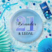 assiette en papier bleue 21 ans révolus (Fête)