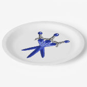 Assiette en papier Bleue Épée Party (Angle)