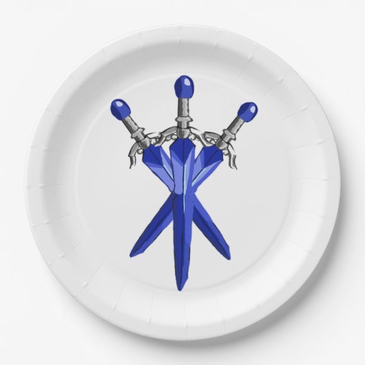 Assiette en papier Bleue Épée Party (Devant)
