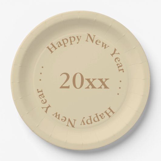 Assiette en papier - Bonne année avec date (Devant)