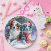 Assiette en papier Border Collie Noël (Fête)