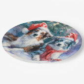 Assiette en papier Border Collie Noël (Angle)