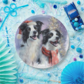 Assiette en papier Border Collie Noël (Fête)