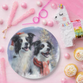 Assiette en papier Border Collie Noël (Fête)