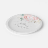 Assiette en papier botanique élégante à fleurs ros (Angle)