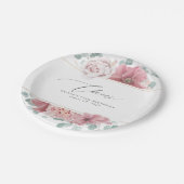 Assiette en papier botanique élégante à fleurs ros (Angle)