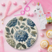 Assiette en papier botanique Hydrangea Bleu Vintag (Fête)