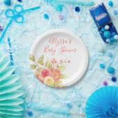 Assiette en papier Bouquet de rose pastel sucré (Fête)