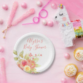 Assiette en papier Bouquet de rose pastel sucré (Fête)