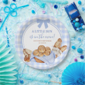 Assiette en papier carreau gingham bleu Bun dans l (Fête)