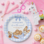 Assiette en papier carreau gingham bleu Bun dans l (Fête)