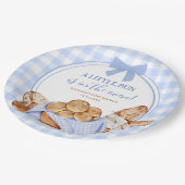 Assiette en papier carreau gingham bleu Bun dans l (Angle)