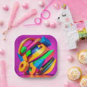 Assiette en papier carrée de 7" (Fête)