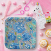 Assiette en papier carrée de 9" Fleuriste Célébrat (Fête)