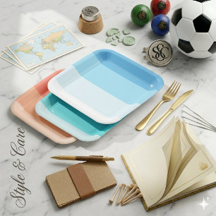 Assiette en papier carrée personnalisable de 9" po