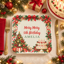 Assiette en papier carrée personnalisée pour Noël