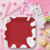 Assiette en papier carrée rouge tomate Splash pers (Fête)