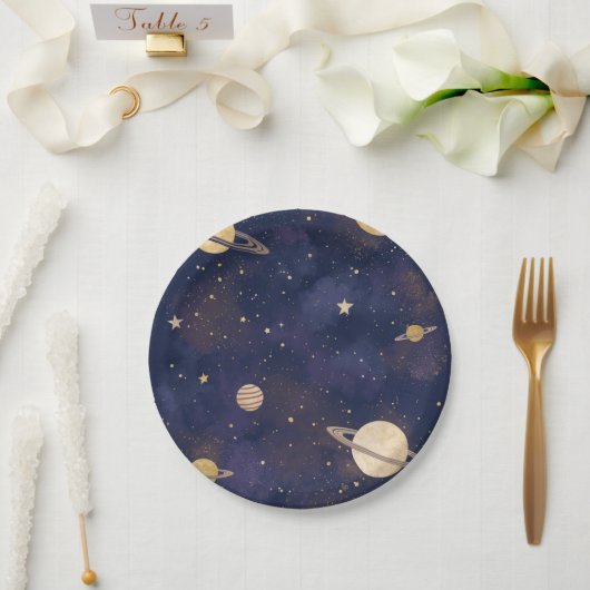 Assiette en papier céleste – Conception de fête Ét (Mariage)