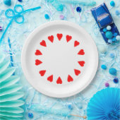 Assiette en papier - Cercle de cœurs rouges (Fête)
