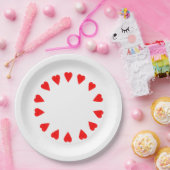 Assiette en papier - Cercle de cœurs rouges (Fête)
