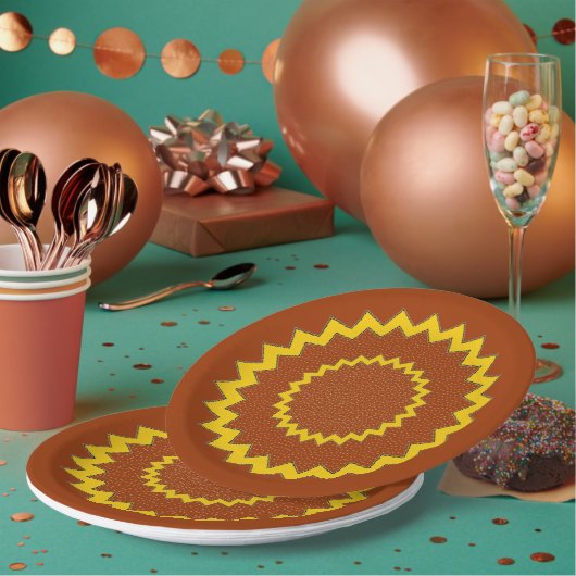 Assiette en papier - Cercles concentriques en zig- (Multi)