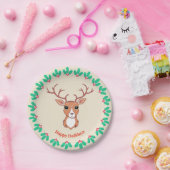 Assiette en papier Cerf de Noël (Fête)