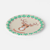 Assiette en papier Cerf de Noël (Angle)