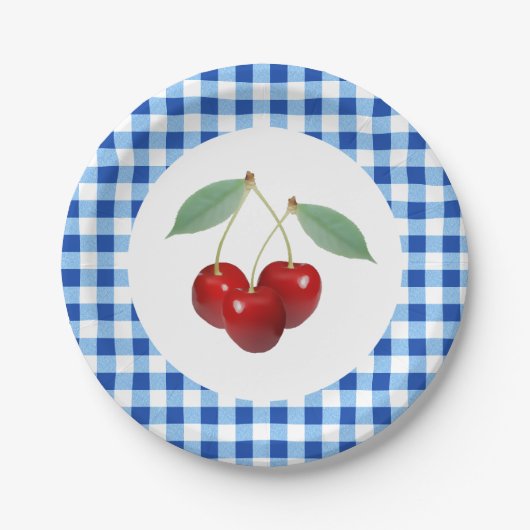 Assiette en papier Cerises Rétro (Devant)