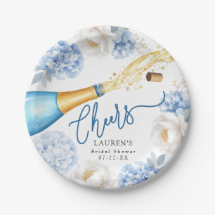 Assiette en papier Champagne Bleu Cheers pour la f