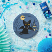 Assiette en papier chat noir de vampire d'Hallowee (Fête)