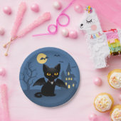 Assiette en papier chat noir de vampire d'Hallowee (Fête)